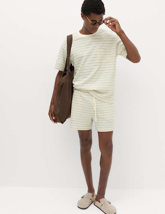 Cotton Rich Textured Striped T-Shirt