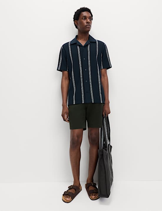 Pure Cotton Striped Revere Polo Shirt