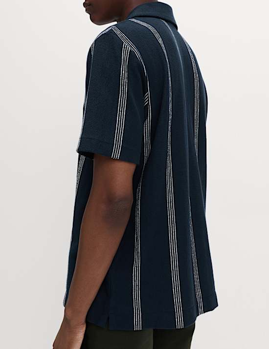 Pure Cotton Striped Revere Polo Shirt