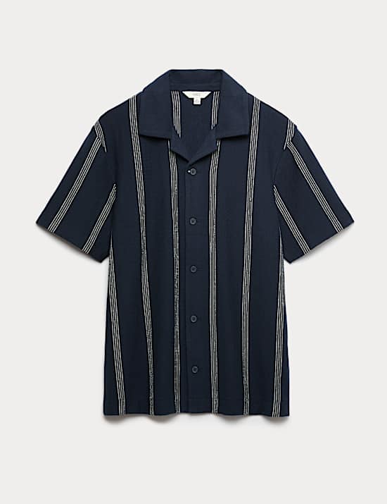 Pure Cotton Striped Revere Polo Shirt