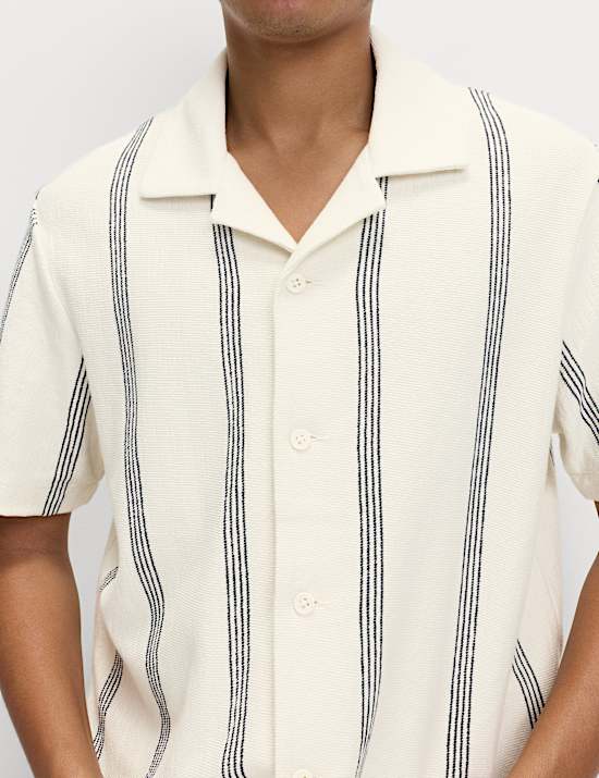 Pure Cotton Striped Revere Polo Shirt