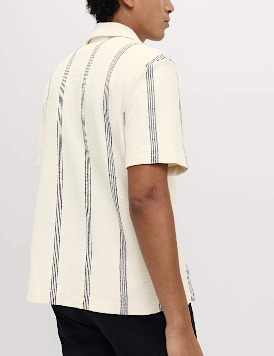 Pure Cotton Striped Revere Polo Shirt