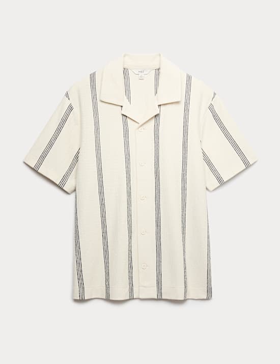 Pure Cotton Striped Revere Polo Shirt
