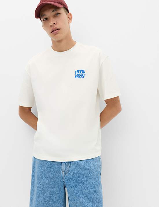 Oversized Pure Cotton Graphic Short Sleeve T-Shirt