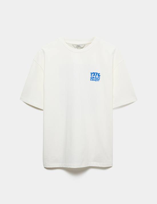 Oversized Pure Cotton Graphic Short Sleeve T-Shirt