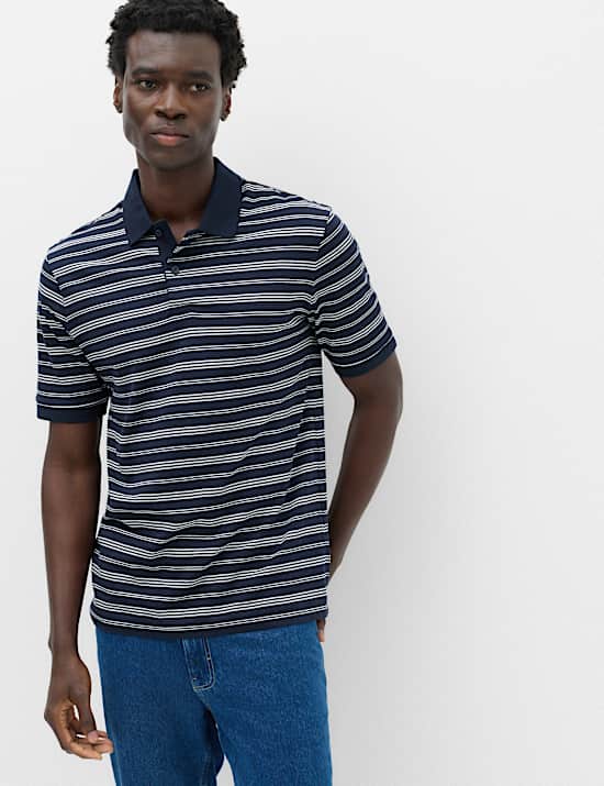 Pure Cotton Yarn Dye Striped Polo Shirt