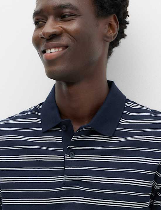 Pure Cotton Yarn Dye Striped Polo Shirt
