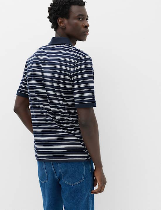 Pure Cotton Yarn Dye Striped Polo Shirt