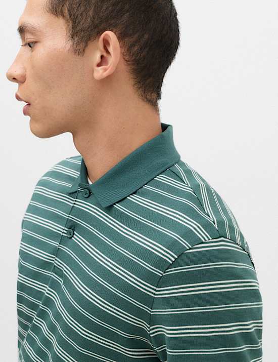 Pure Cotton Yarn Dye Striped Polo Shirt