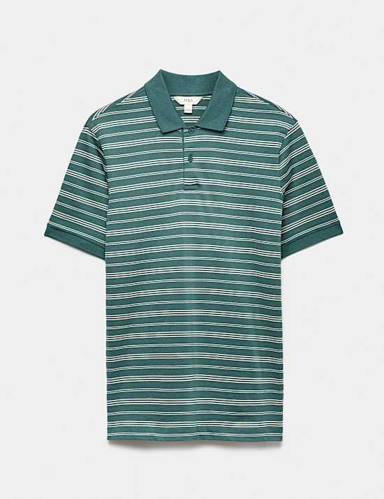 Pure Cotton Yarn Dye Striped Polo Shirt