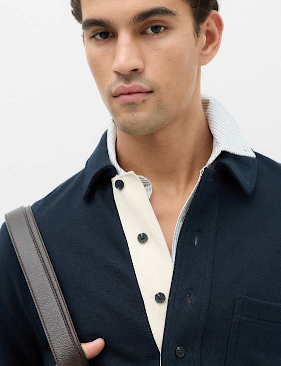 Pure Cotton Heavyweight Long Sleeve Polo Shirt