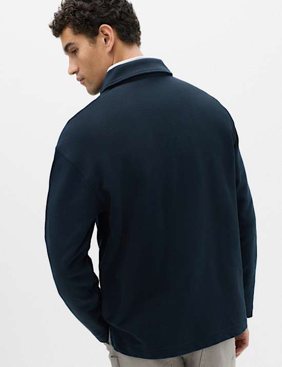 Pure Cotton Heavyweight Long Sleeve Polo Shirt