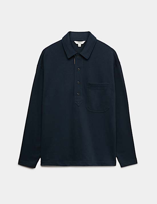 Pure Cotton Heavyweight Long Sleeve Polo Shirt
