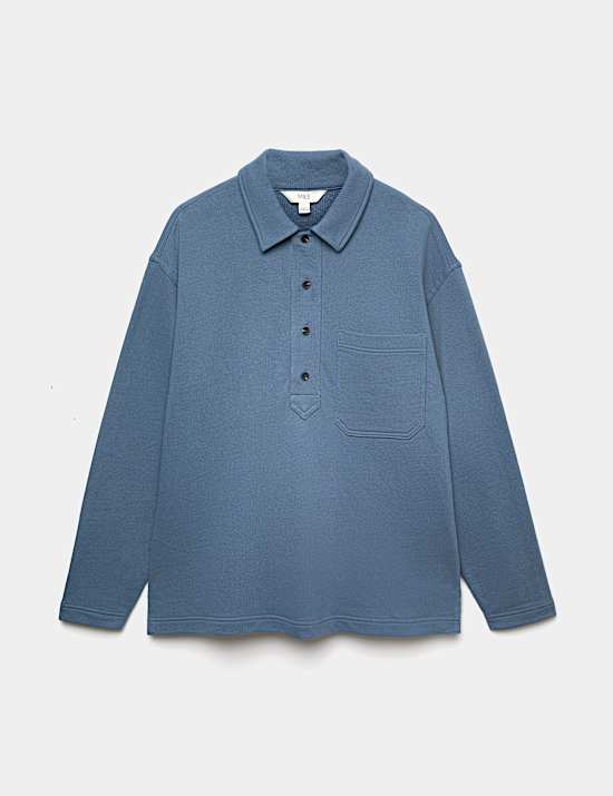 Pure Cotton Heavyweight Long Sleeve Polo Shirt