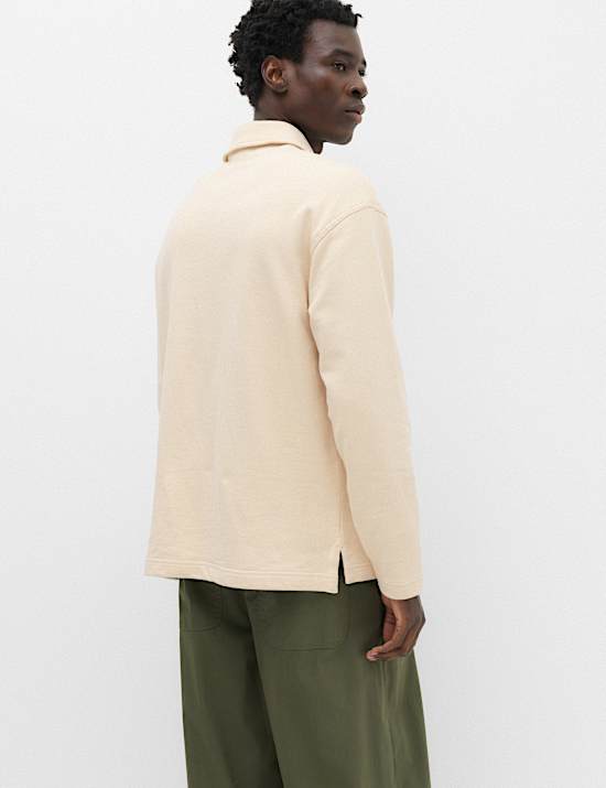 Pure Cotton Heavyweight Long Sleeve Polo Shirt
