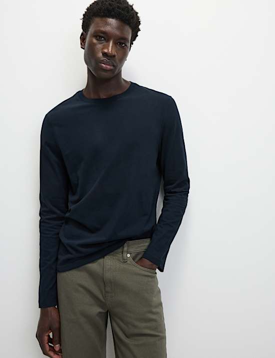 Langarm-T-Shirt aus reiner Baumwolle