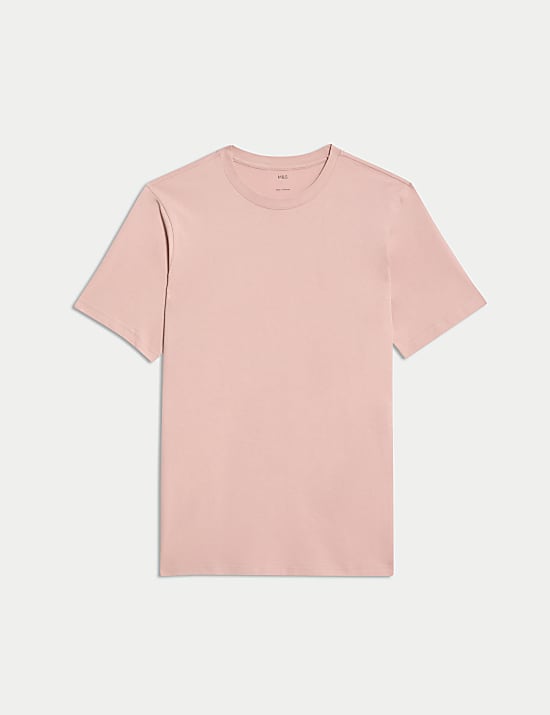 T-Shirt aus reiner Baumwolle in normaler Passform mit Rundhalsausschnitt