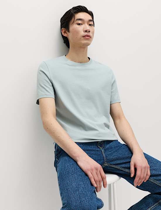 T-shirt coupe standard 100 % coton &agrave; col rond