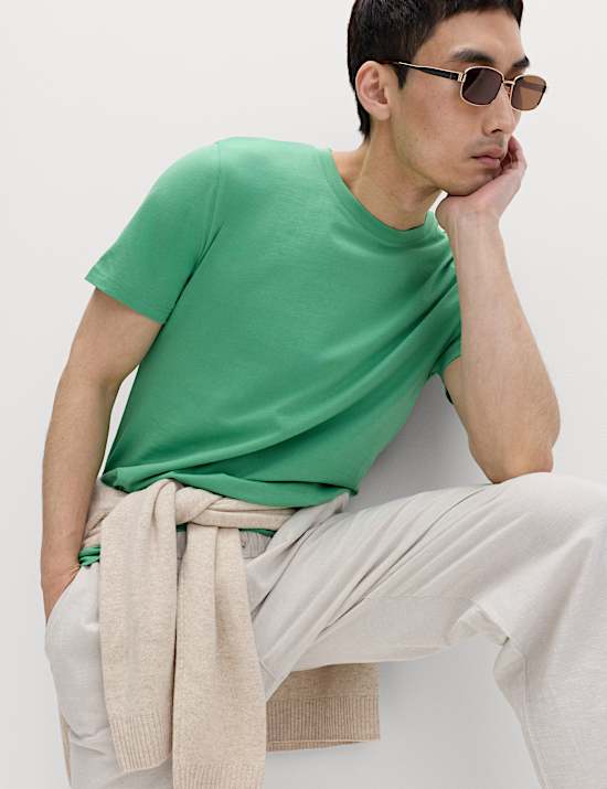 Pure Cotton Regular Fit Crew Neck T-Shirt