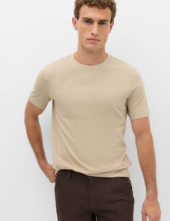 Pure Cotton Regular Fit Crew Neck T-Shirt