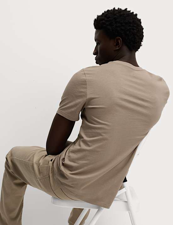 Pure Cotton Regular Fit Crew Neck T-Shirt