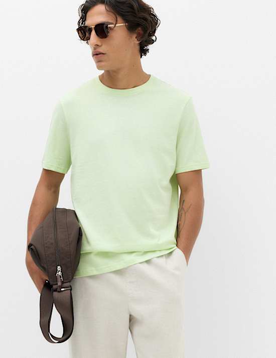 Pure Cotton Regular Fit Crew Neck T-Shirt