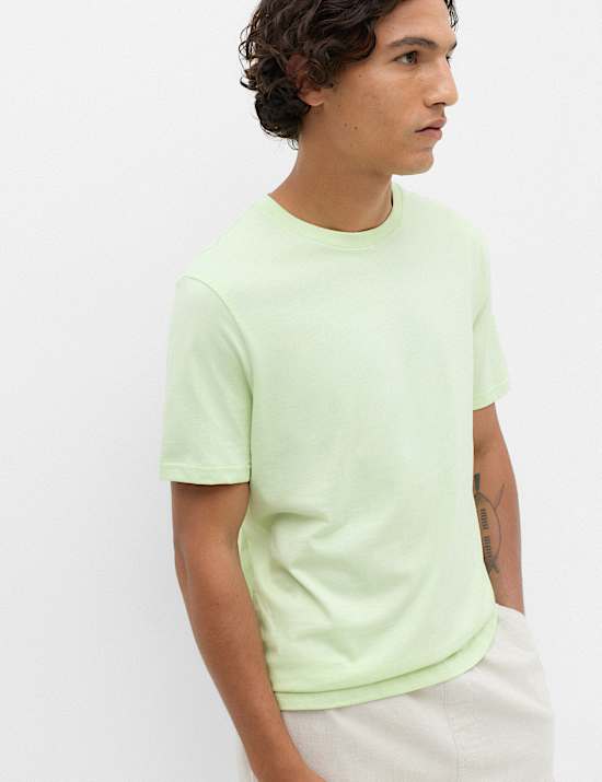 Pure Cotton Regular Fit Crew Neck T-Shirt