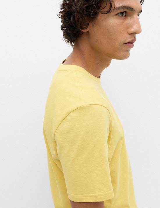 T-shirt van zuiver katoen met ronde hals en normale pasvorm