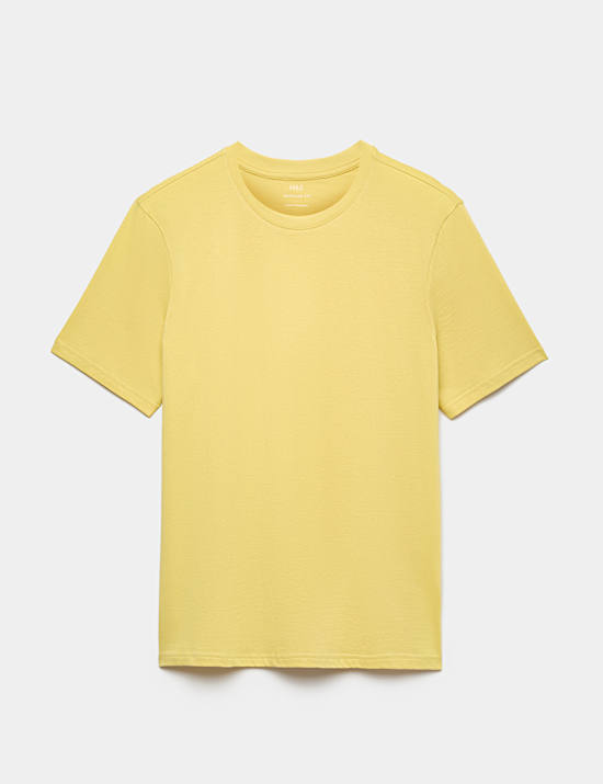 T-shirt van zuiver katoen met ronde hals en normale pasvorm