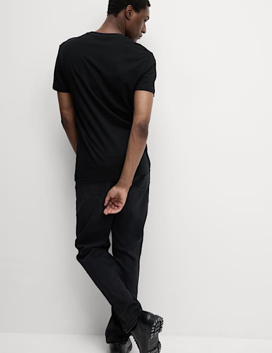 T-Shirt aus reiner Baumwolle mit schmaler Passform und Rundhalsausschnitt