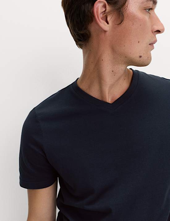 Pure Cotton V Neck T-Shirt