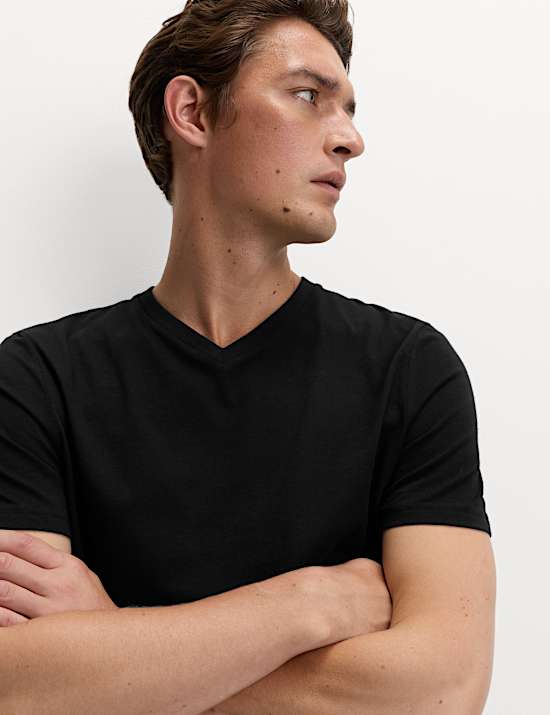 T-shirt van zuiver katoen met V-hals