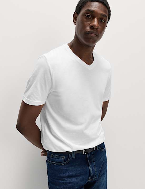 T-shirt 100 % coton à col en V