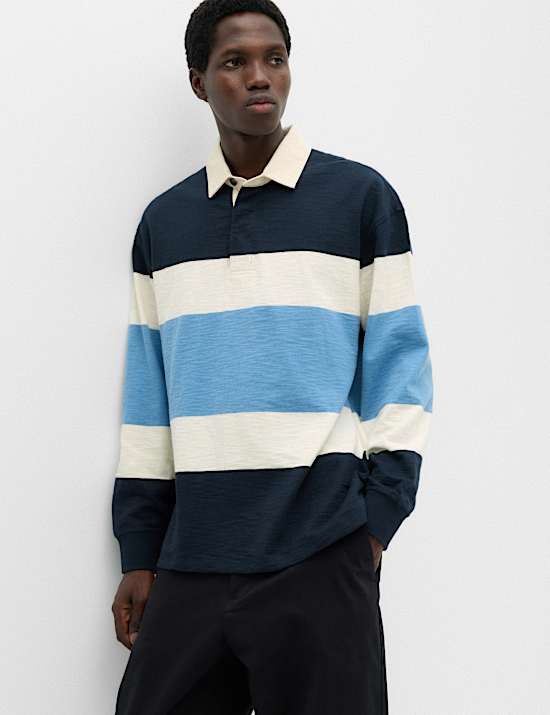 Pure Cotton Colour Block Rugby Shirt