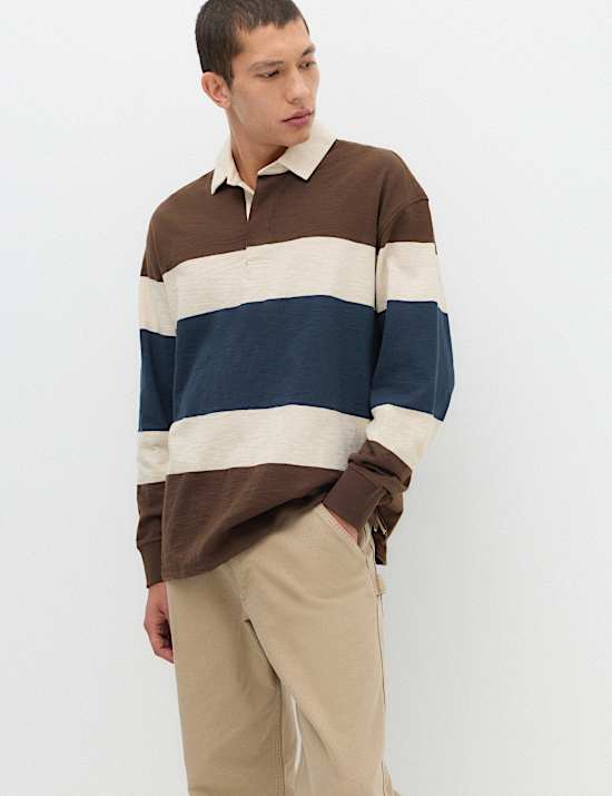 Pure Cotton Colour Block Rugby Shirt