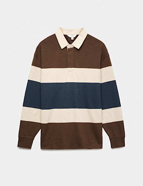 Polo de rugby 100 % coton &agrave; motif color block