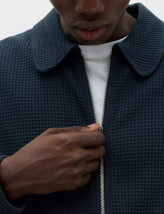 Jacke aus reiner Baumwolle mit Waffelmuster