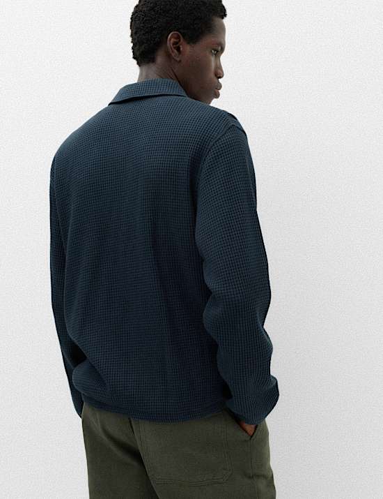 Jacke aus reiner Baumwolle mit Waffelmuster