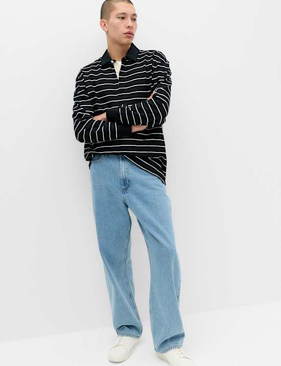Pure Cotton Striped Long Sleeve Rugby Shirt