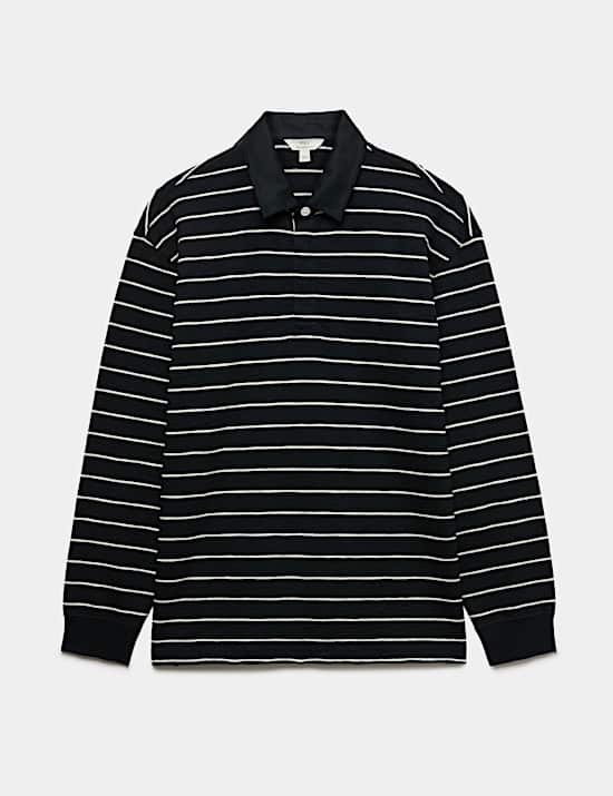 Pure Cotton Striped Long Sleeve Rugby Shirt