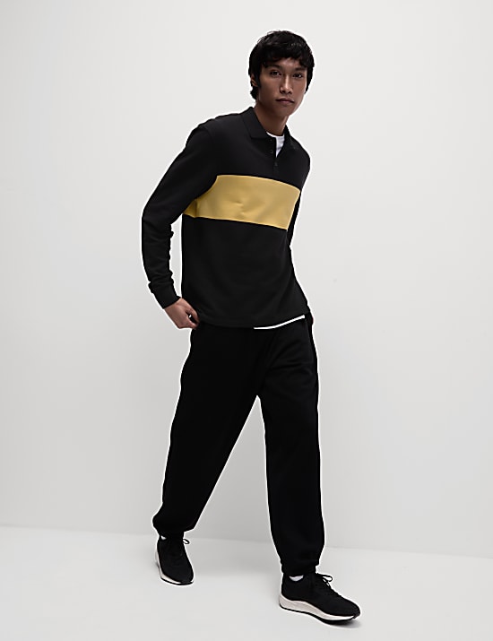 Cotton Rich Piqu&eacute; Long Sleeve Polo Shirt