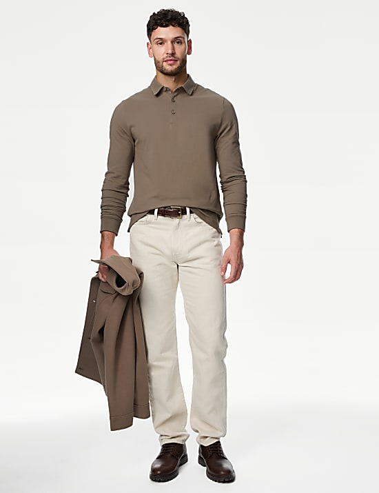 Μακρυμάνικη μπλούζα πόλο από 100% βαμβάκι