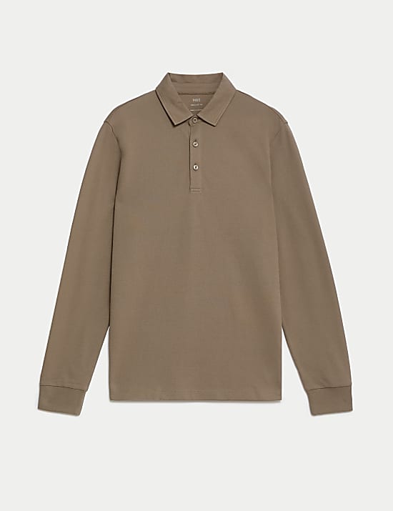 Μακρυμάνικη μπλούζα πόλο από 100% βαμβάκι