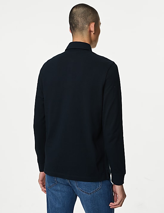 Pure Cotton Long Sleeve Polo Shirt