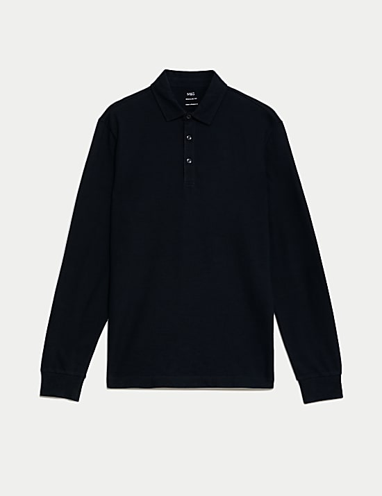 Pure Cotton Long Sleeve Polo Shirt