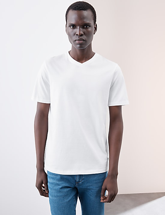 3 T-shirts met V-hals van zuiver Supima®-katoen