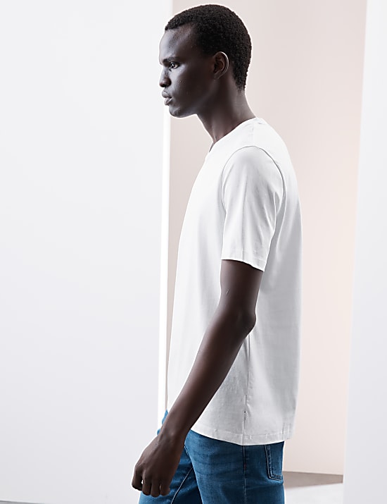 3 T-shirts met V-hals van zuiver Supima®-katoen