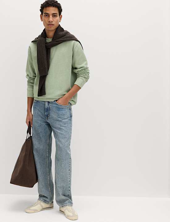 Sweat-shirt 100 % coton teint en pi&egrave;ce