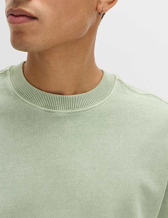 Sweat-shirt 100 % coton teint en pi&egrave;ce