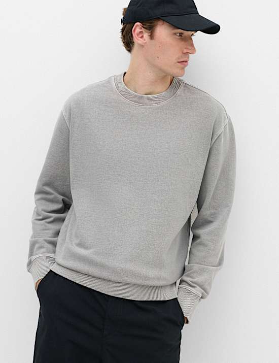 Sweat-shirt 100 % coton teint en pi&egrave;ce